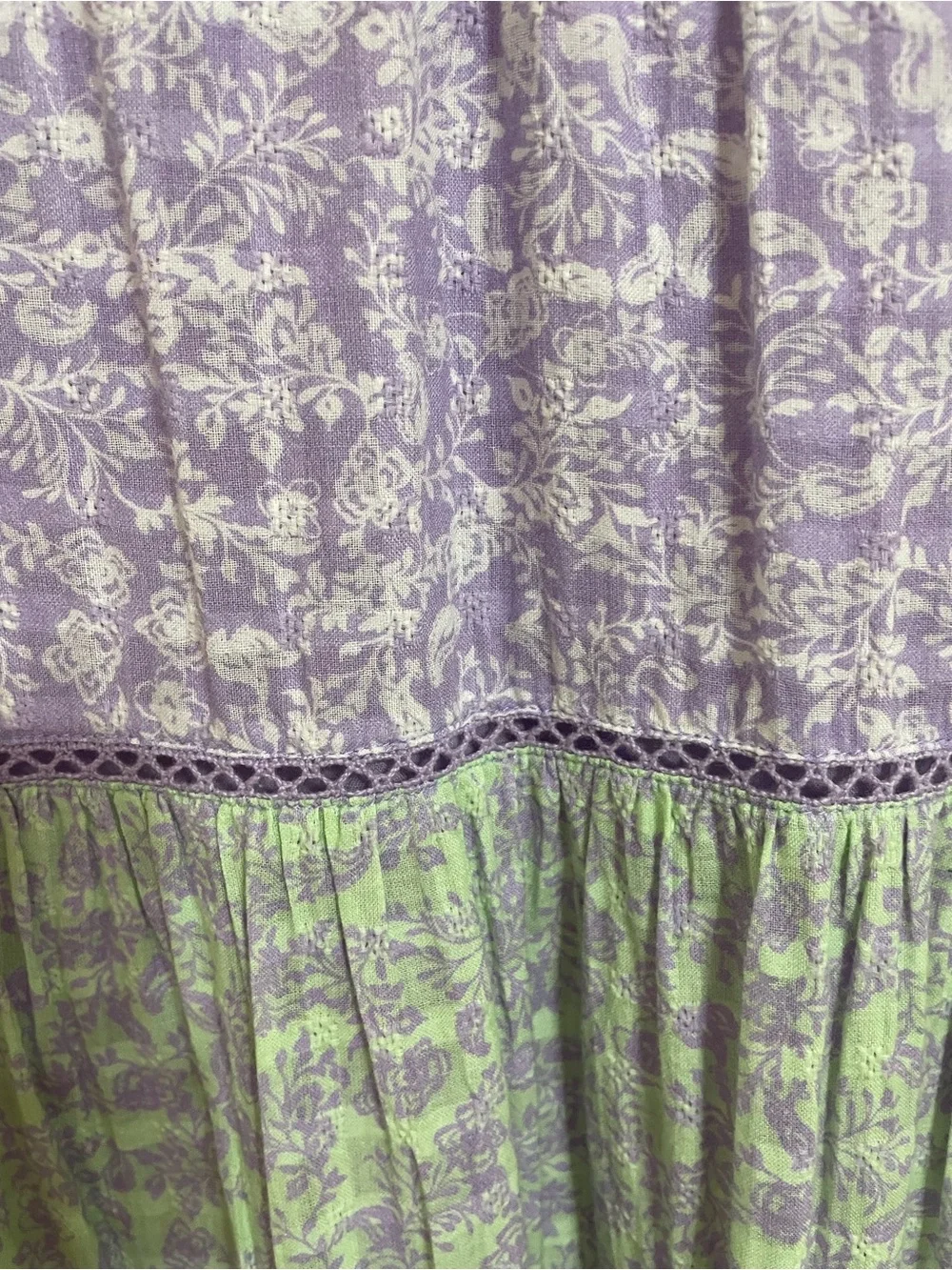 ANTHRO X Roller Rabbit Purple Green Ismay Dakota Tiered Boho Maxi Dress Medium - Picture 8 of 16